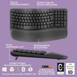 Teclado Logitech Wave Keys Inalámbrico Ergonómico Negro